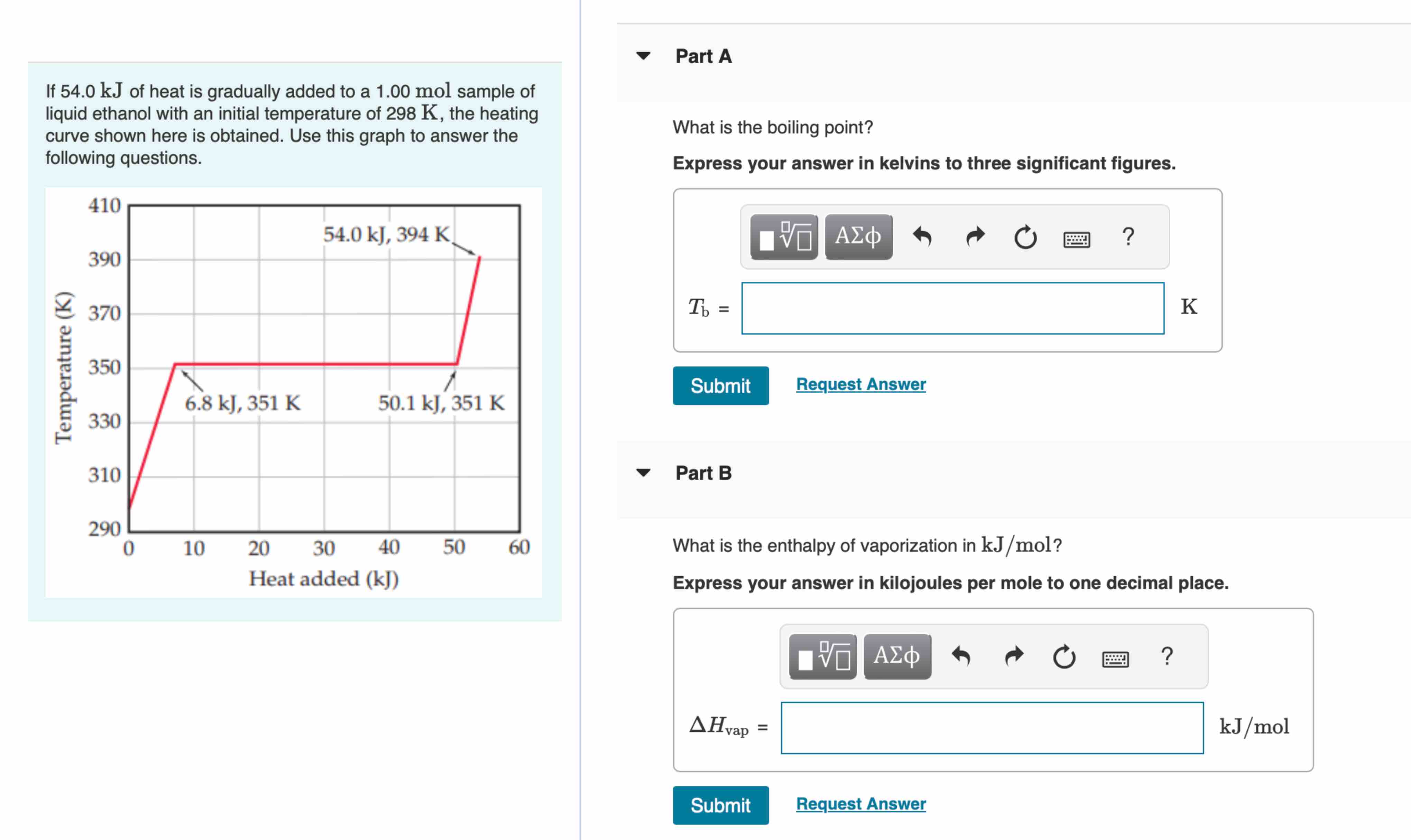 Solved If 54.0kj ﻿of Heat Is Gradually Added To A 1.00mol 