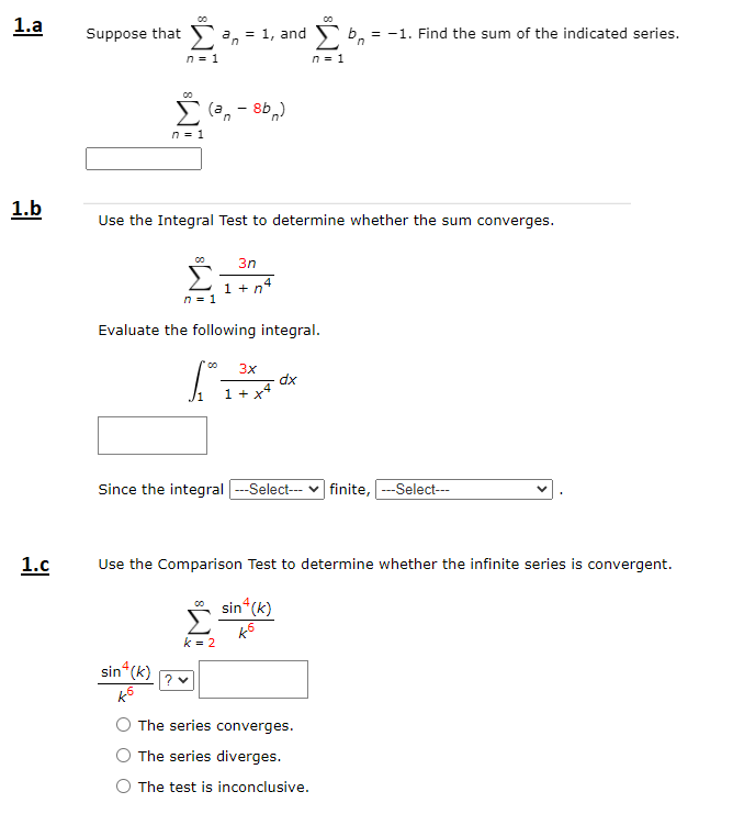 Solved 1.a Suppose That 3n = 1, And Bn=-1. Find The Sum Of | Chegg.com