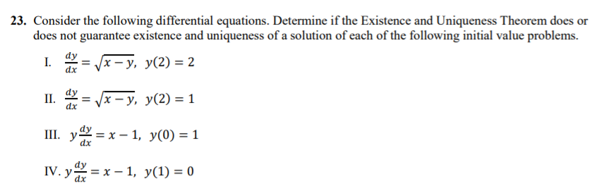 Solved 23. Consider The Following Differential Equations. | Chegg.com