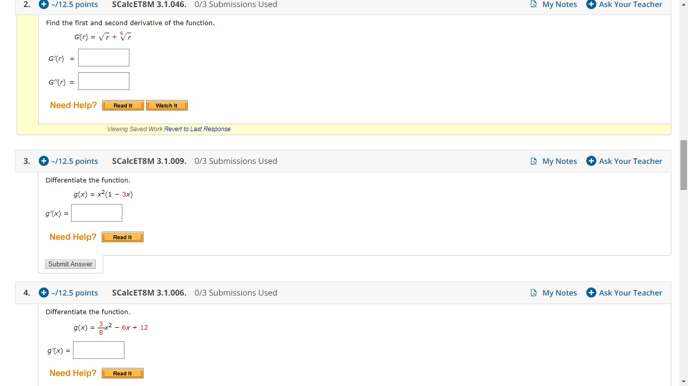 Solved My Notes -/12.5 points 2. SCalcET8M 3.1.046. 0/3 | Chegg.com