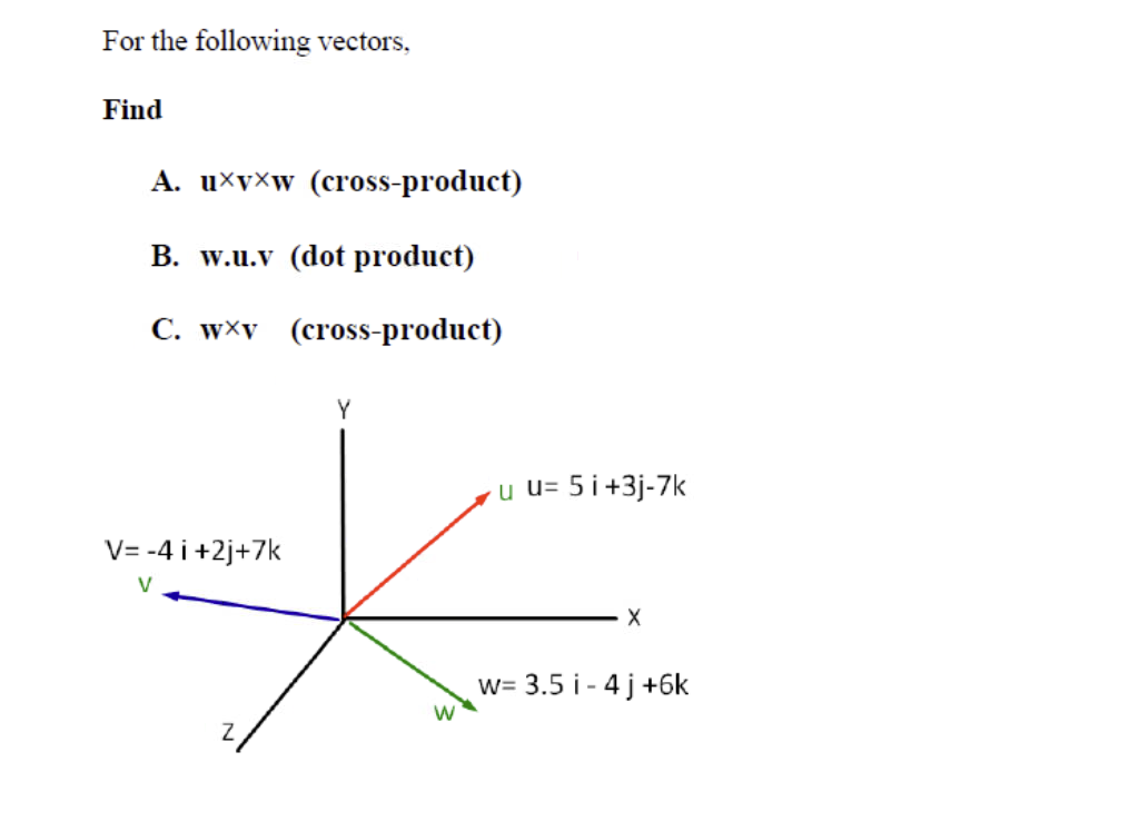 Solved For The Following Vectors, Find A. U×v×w | Chegg.com