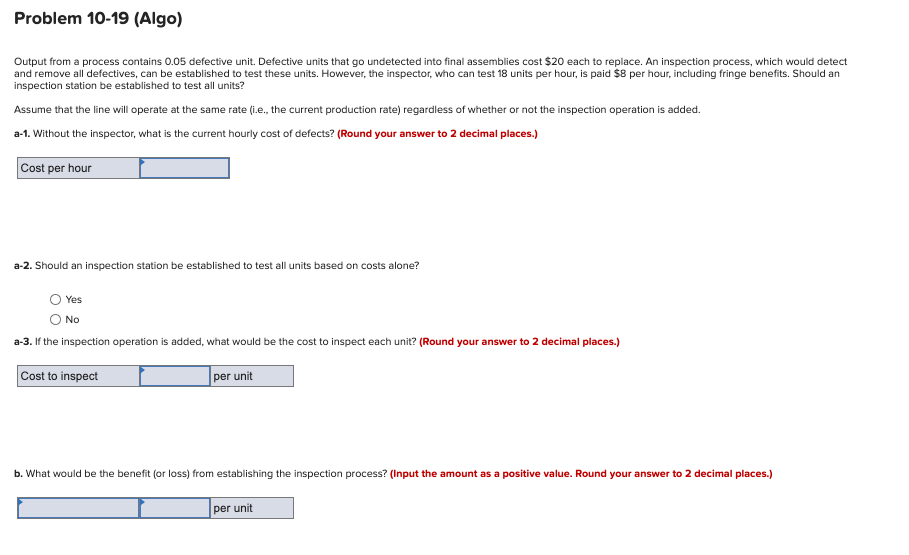 Solved Problem 10-19 (Algo) Output from a process contains | Chegg.com