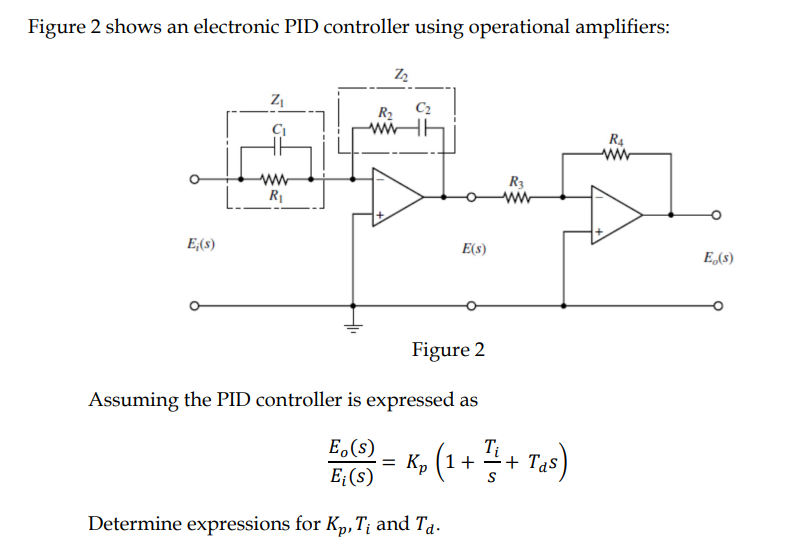 Solved Figure 2 shows an electronic PID controller using | Chegg.com