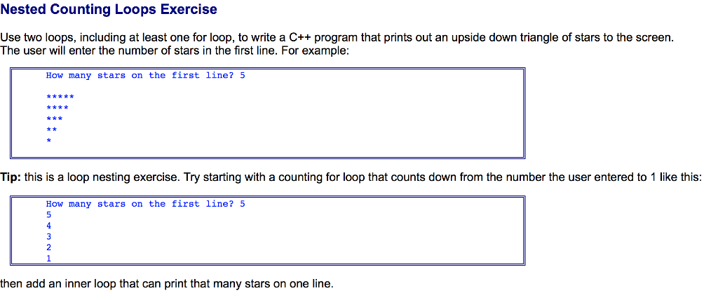 Solved Nested Counting Loops Exercise Use two loops Chegg