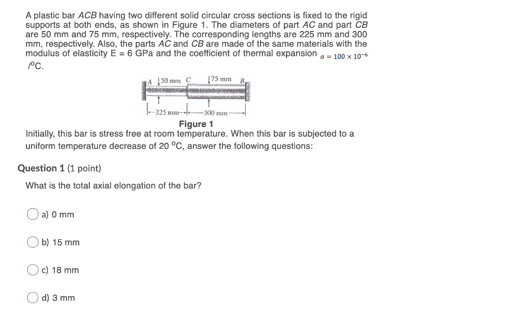 Solved A plastic bar ACB having two different solid circular