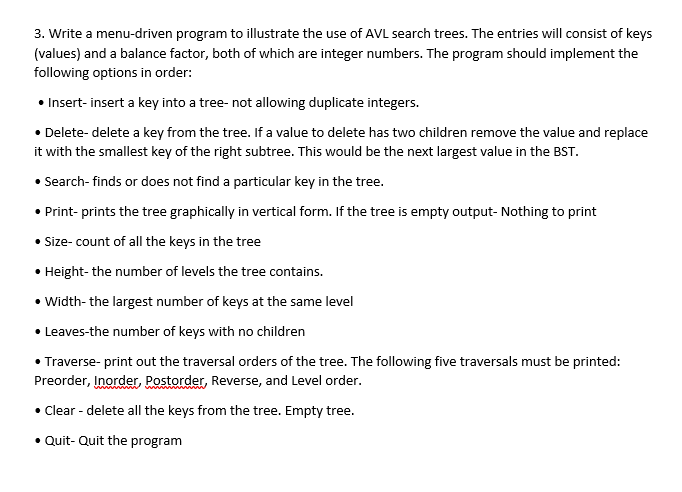 Solved 3. Write a menu-driven program to illustrate the use | Chegg.com