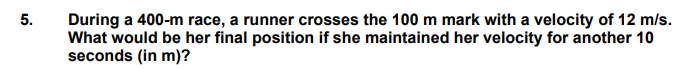Solved 5. During A 400-m Race, A Runner Crosses The 100 M | Chegg.com