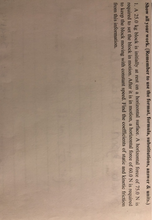 Solved Problem: (a) What is the minimum force of friction | Chegg.com