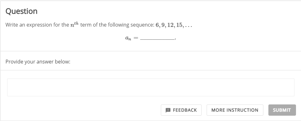 Solved Question Write An Expression For The Nth Term Of The Chegg Com