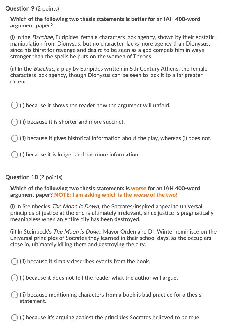 Solved Question 9 (2 Points) Which Of The Following Two | Chegg.com