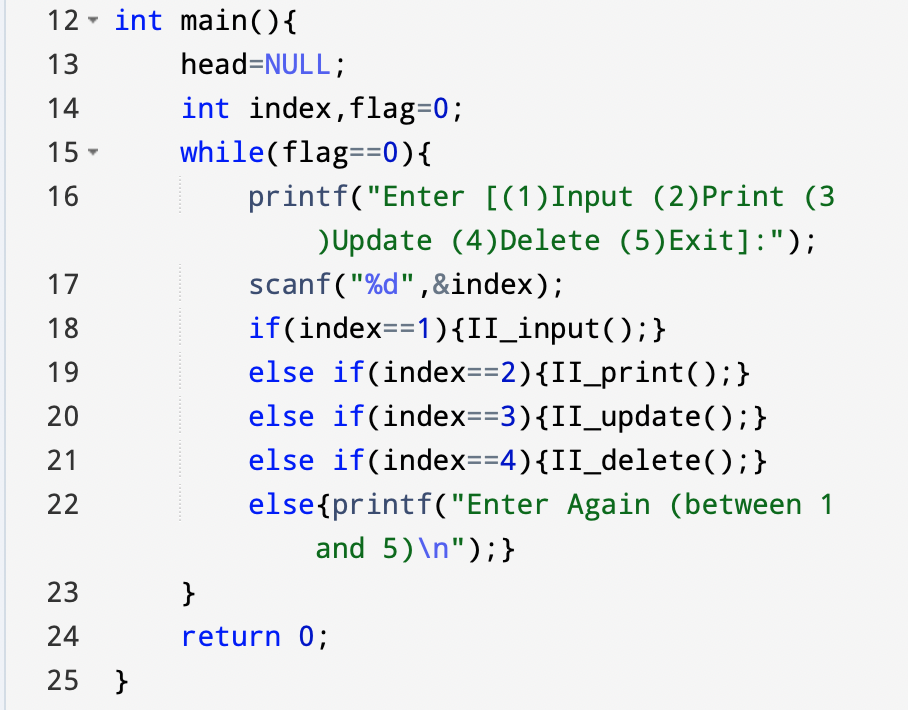 Solved I have to modify below code by using double linked | Chegg.com