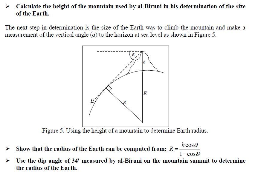 Solved Calculate the height of the mountain used by