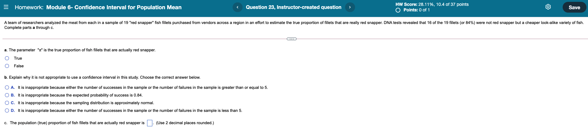 Solved Homework: Module 6- Confidence Interval for | Chegg.com