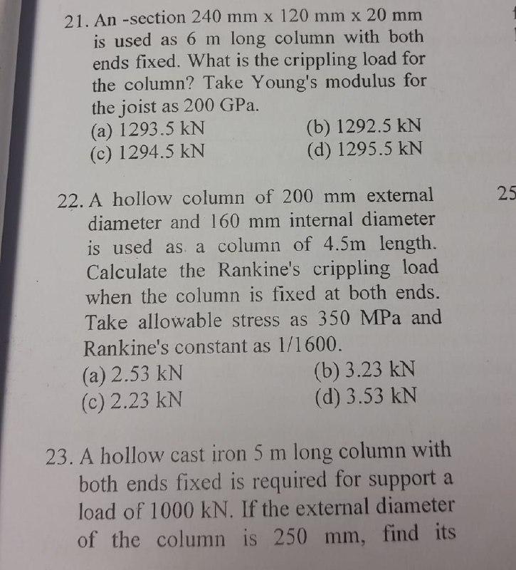 Solved 21. An -section 240 mm x 120 mm x 20 mm is used as 6 | Chegg.com