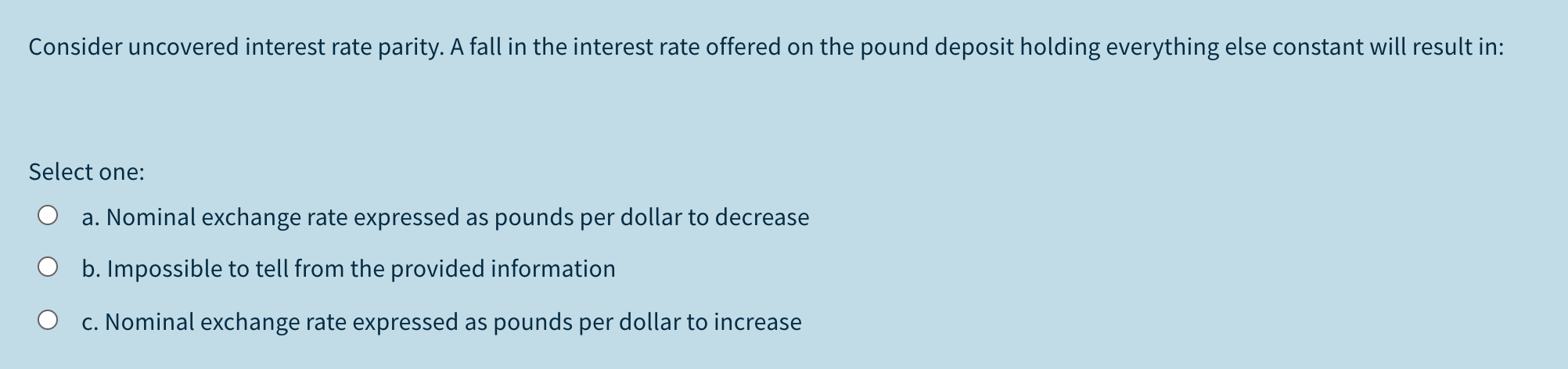 Solved Consider uncovered interest rate parity. A fall in | Chegg.com