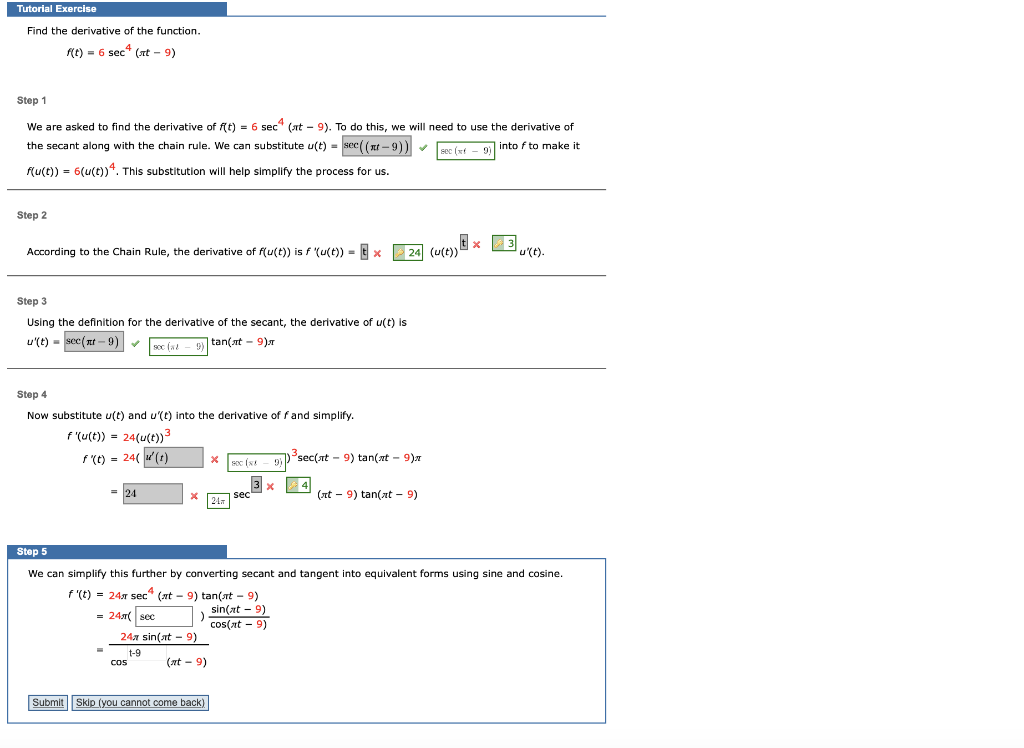 Solved Tutorial Exercise Find The Derivative Of The