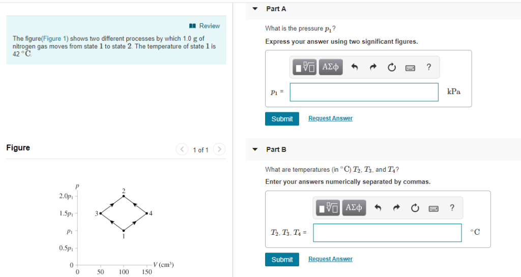 Solved Part A Review What is the pressure p1? Express your | Chegg.com