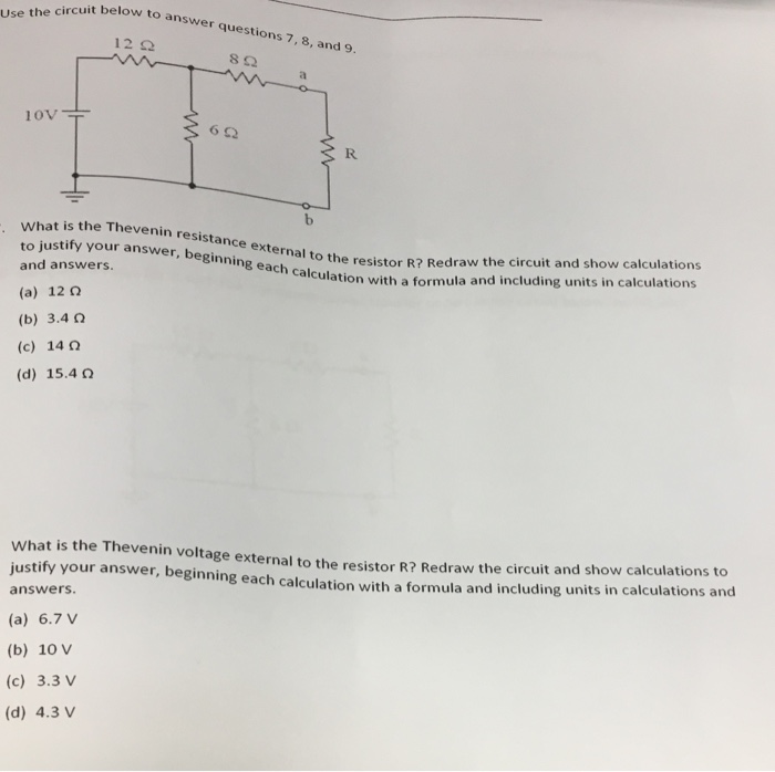 Solved Use the circuit below answer questions 7, and 9. | Chegg.com
