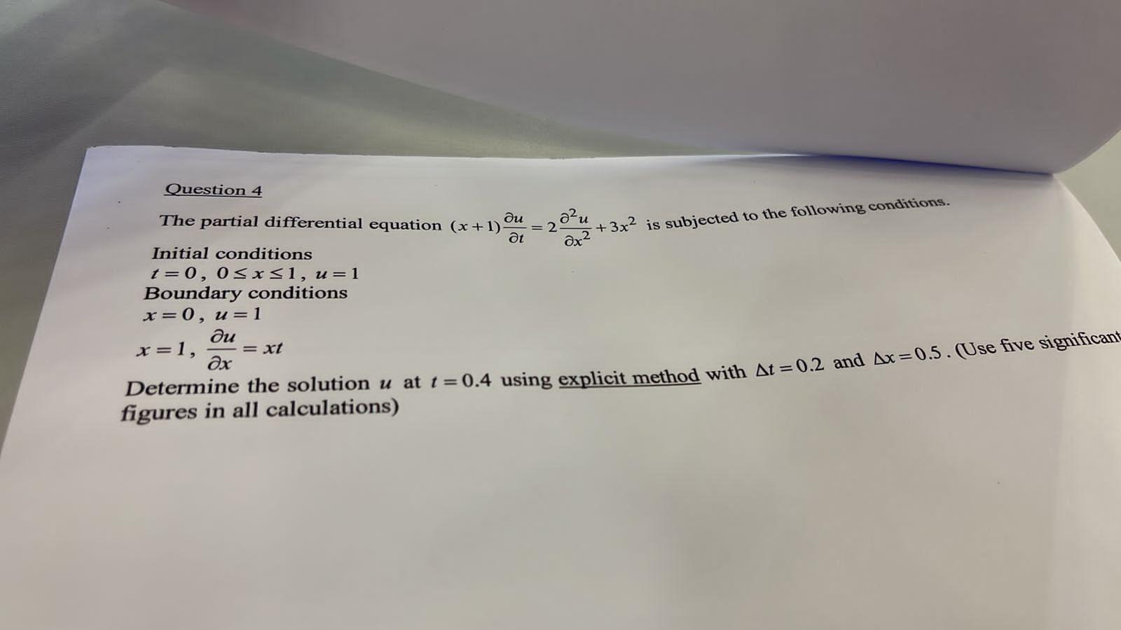 Solved Question 4 The Partial Differential Equation Chegg