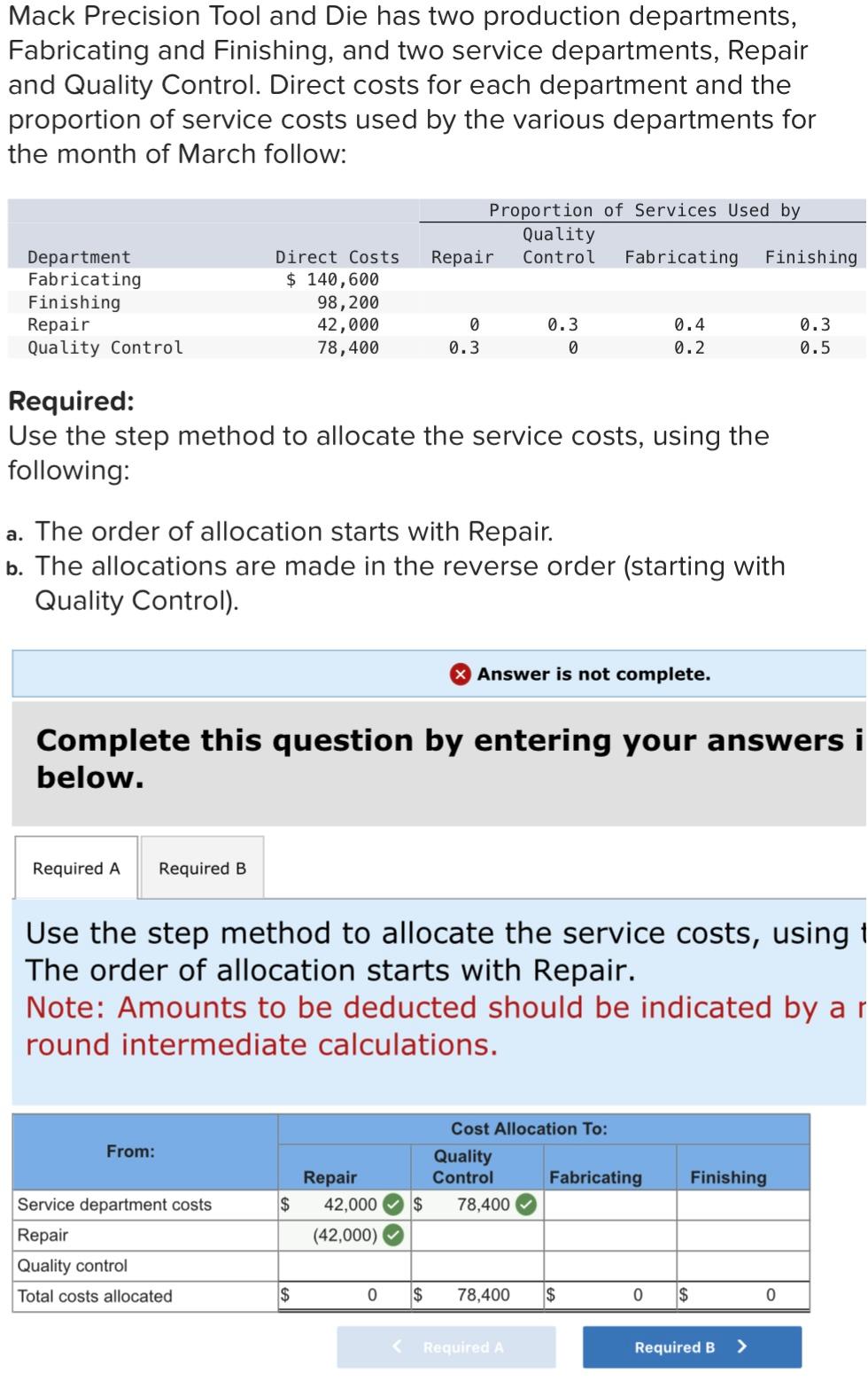 Solved Mack Precision Tool and Die has two production