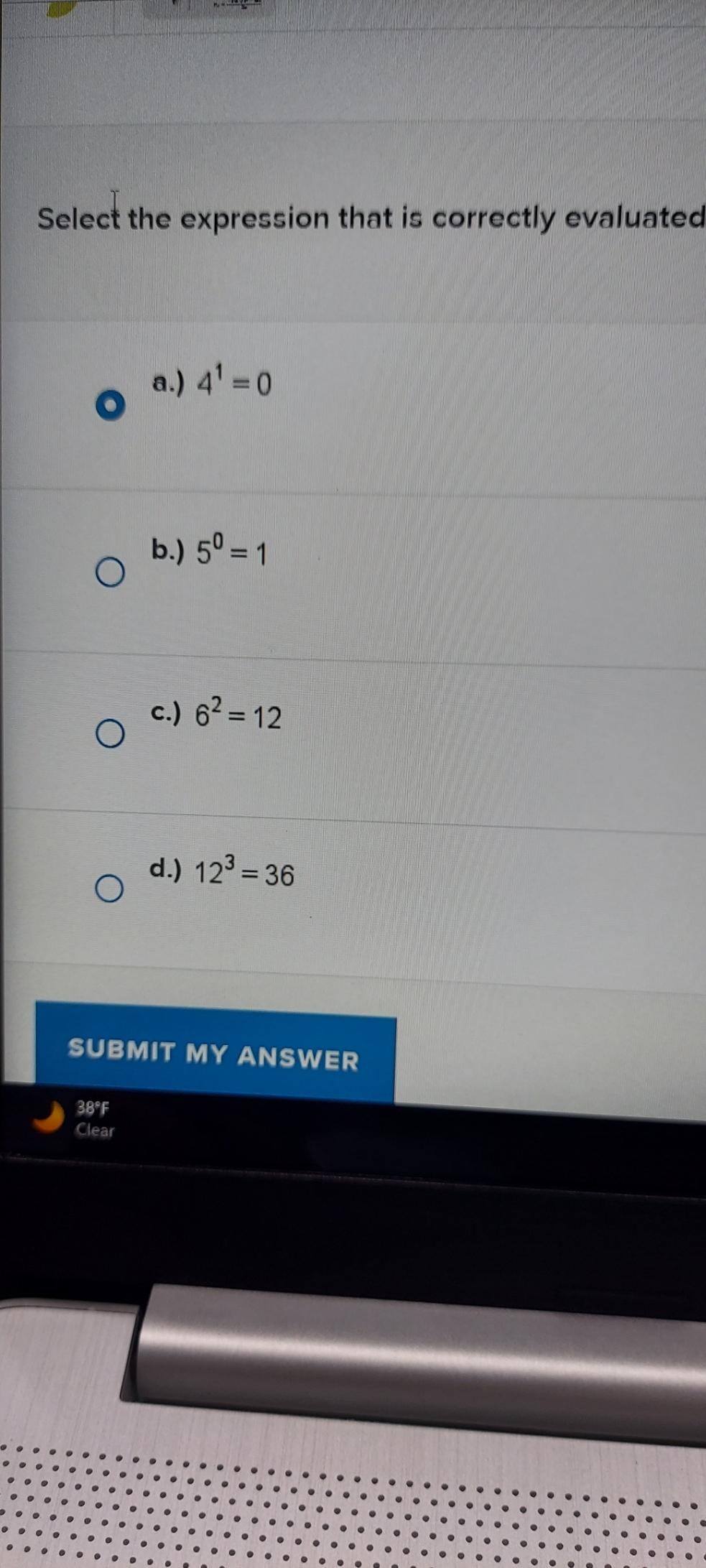 Solved Select the expression that is correctly evaluated a.) | Chegg.com