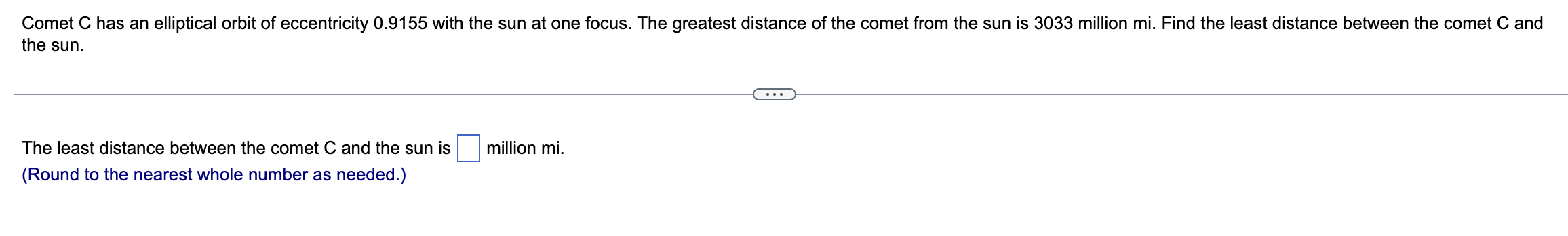 Solved Comet C has an elliptical orbit of eccentricity | Chegg.com