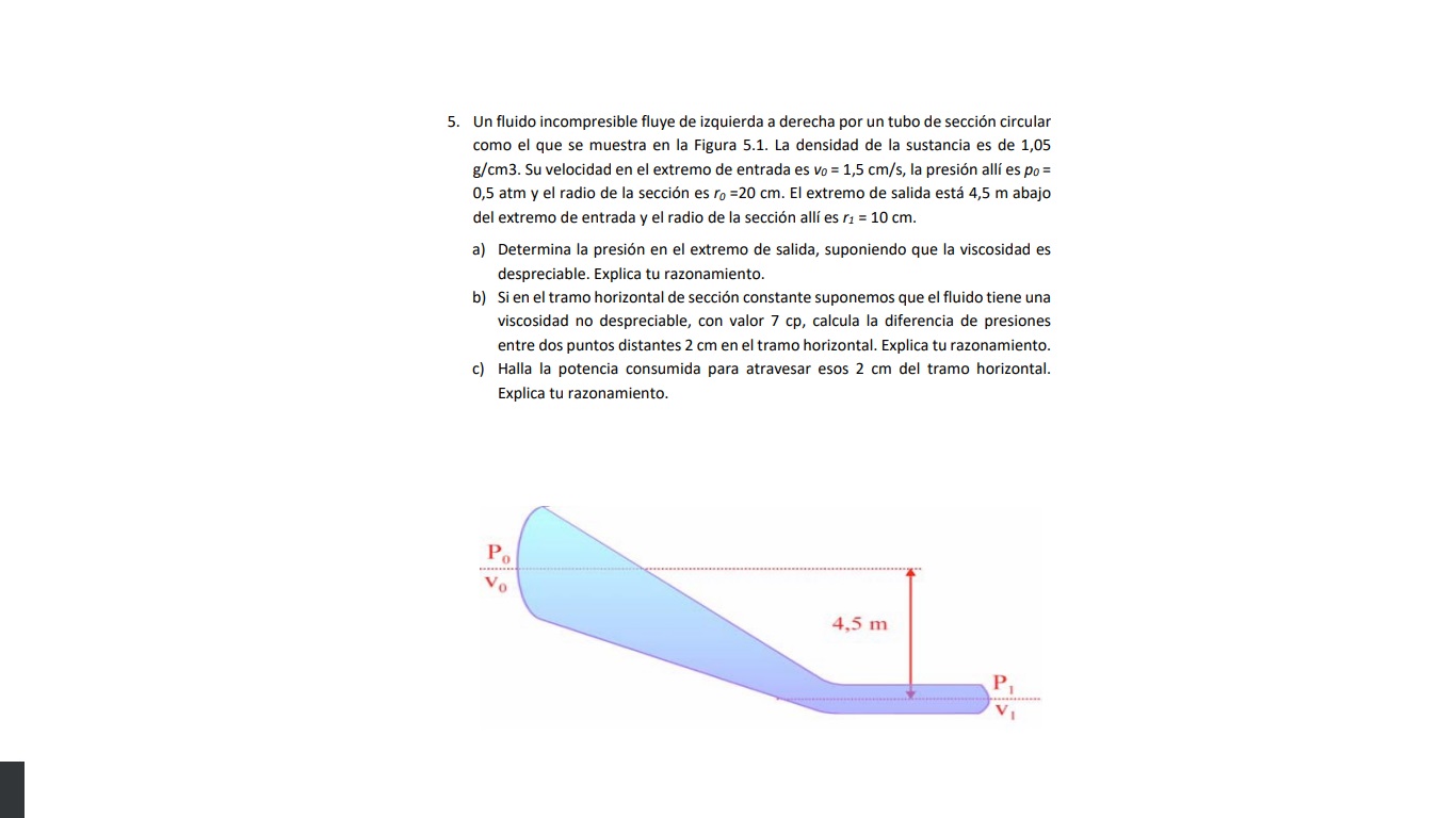 5. Un Fluido Incompresible Fluye De Izquierda A | Chegg.com