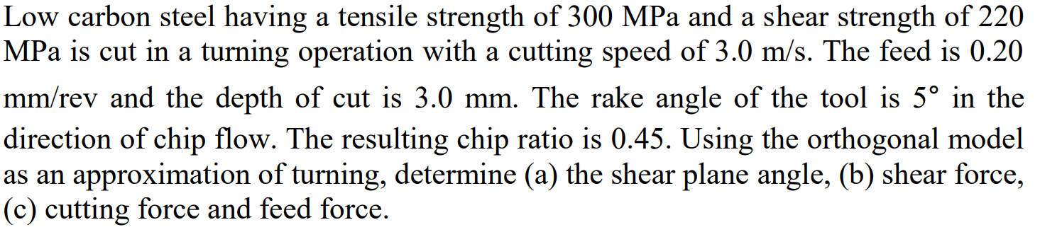 Solved Low carbon steel having a tensile strength of 300 MPa | Chegg.com