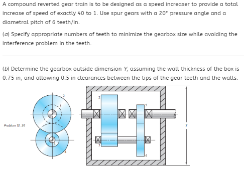 Solved A compound reverted gear train is to be designed as a | Chegg.com