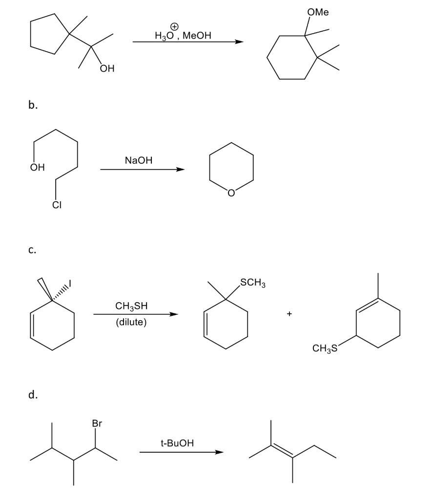 Solved Оме H30 , MeOH OH b. NaOH OH C. SCH3 CH2SH (dilute) 8 | Chegg.com