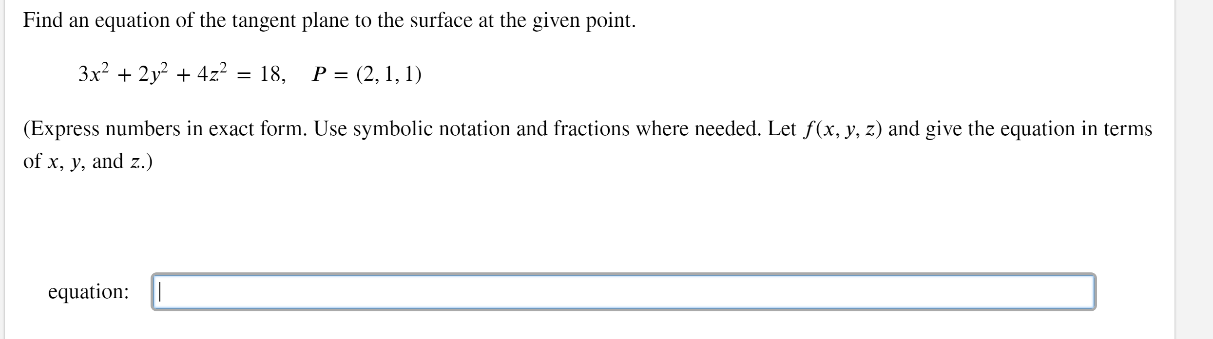 Solved Find an equation of the tangent plane to the surface | Chegg.com