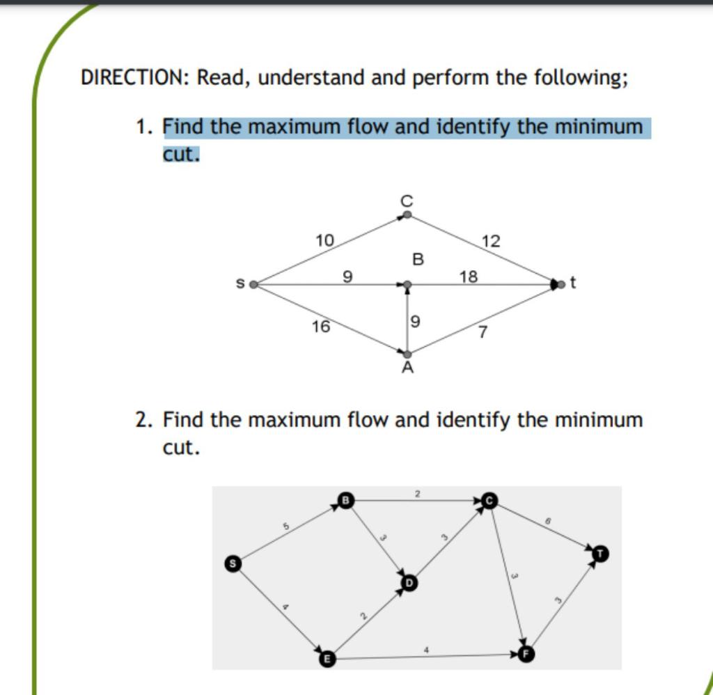 Solved DIRECTION: Read, understand and perform the | Chegg.com