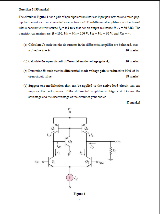 Solved Question 3 [35 marks] The circuit in Figure 4 has a | Chegg.com