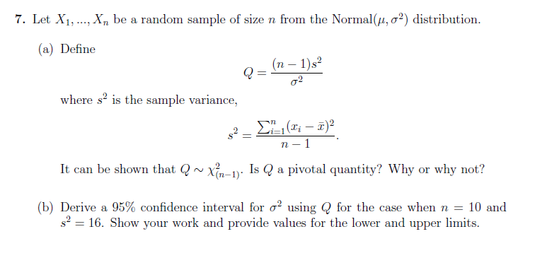 Solved 7. Let X1, ..., X, be a random sample of size n from | Chegg.com