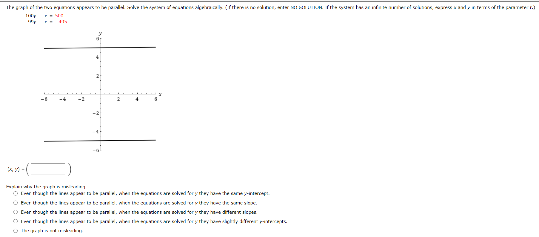 Solved The Graph Of The Two Equations Appears To Be | Chegg.com