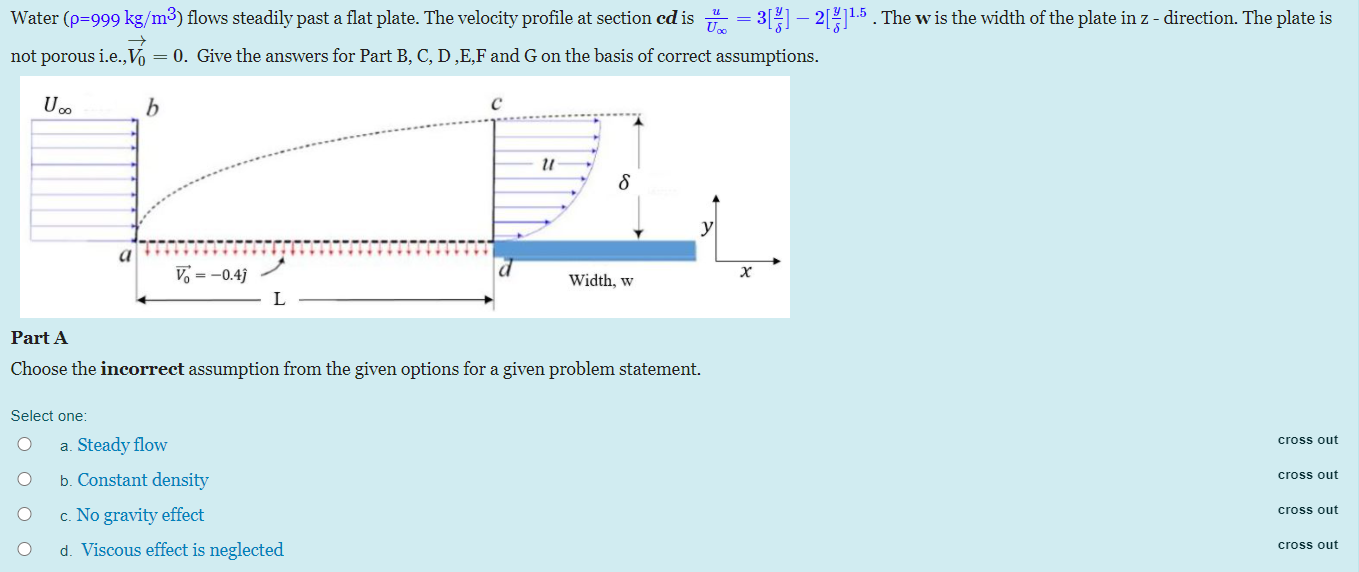 Solved Water P 999 Kg M3 Flows Steadily Past A Flat Pla Chegg Com