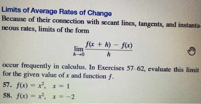 Solved Limits of Average Rates of Change Because of their | Chegg.com