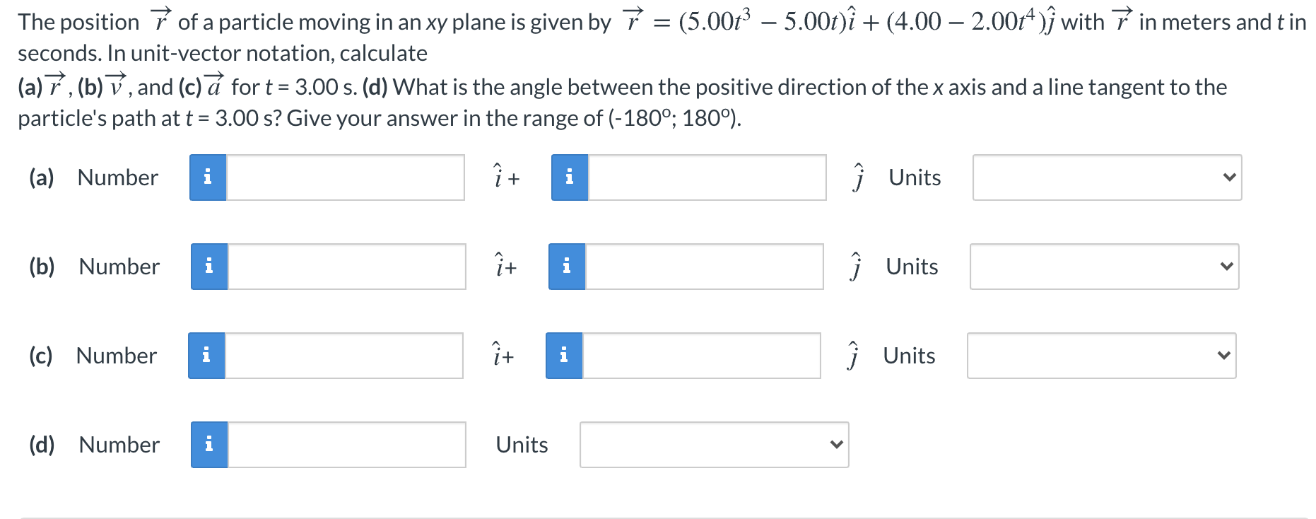 Solved The position 7 of a particle moving in an xy plane is | Chegg.com