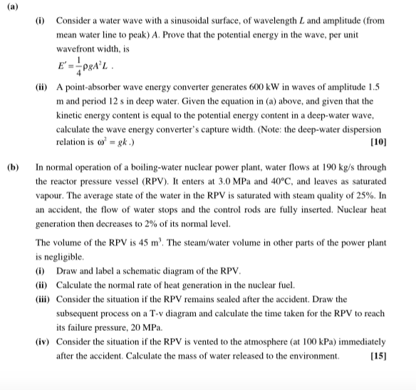 Solved Consider a water wave with a sinusoidal surface, of | Chegg.com