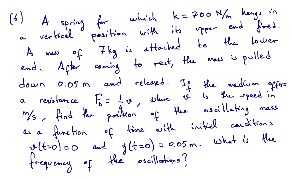Solved spring for position مه mass 0.05 m (6) A which k=700 | Chegg.com