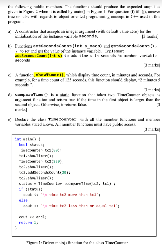 Solved the following public members. The functions should | Chegg.com