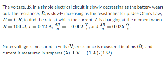 Solved The voltage, E, in a simple electrical circuit is | Chegg.com