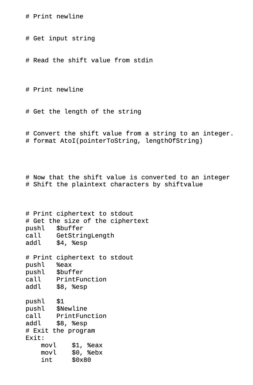 Solved Your task is to write an x86 assembly program, in | Chegg.com