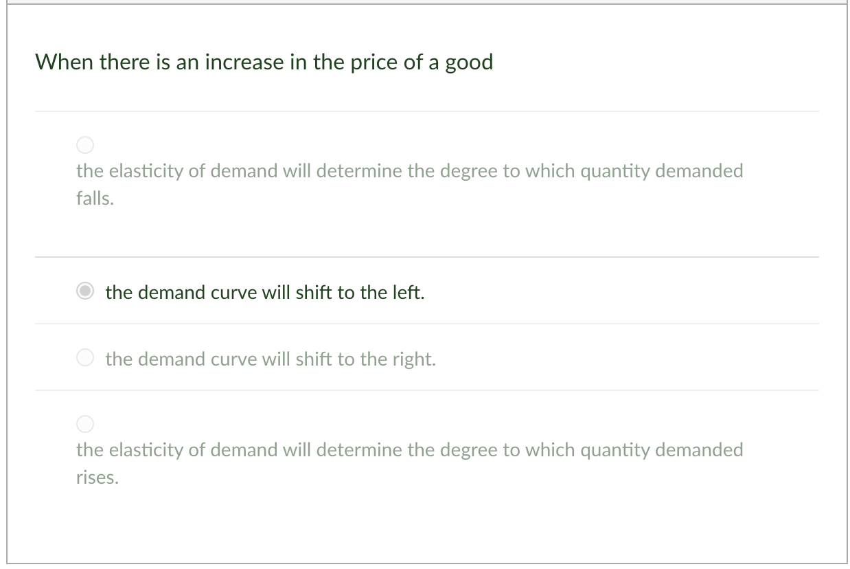 Solved When there is an increase in the price of a good the | Chegg.com