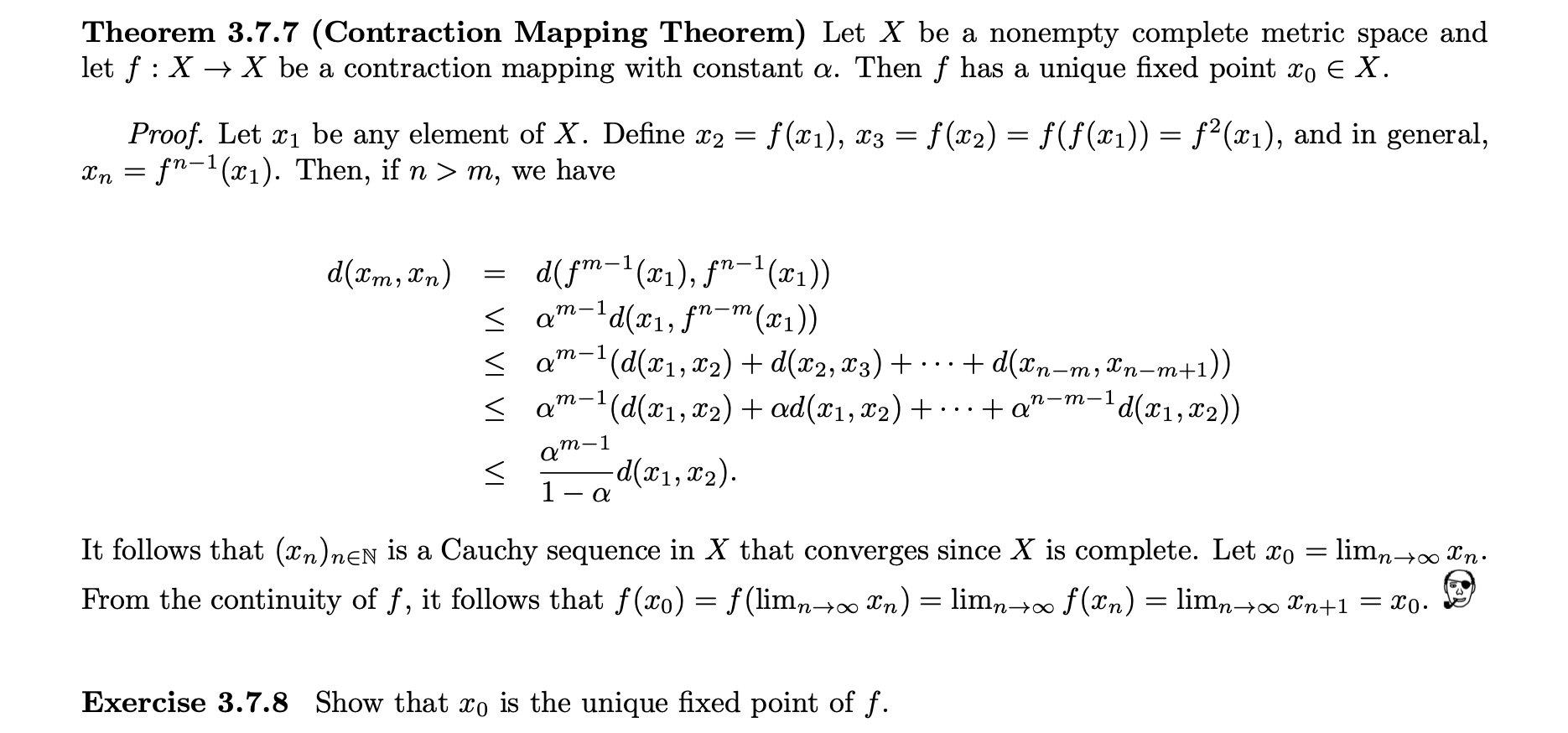 Solved Theorem 3.7.7 (Contraction Mapping Theorem) Let X be