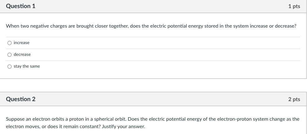 Solved Question 1 1 pts When two negative charges are | Chegg.com