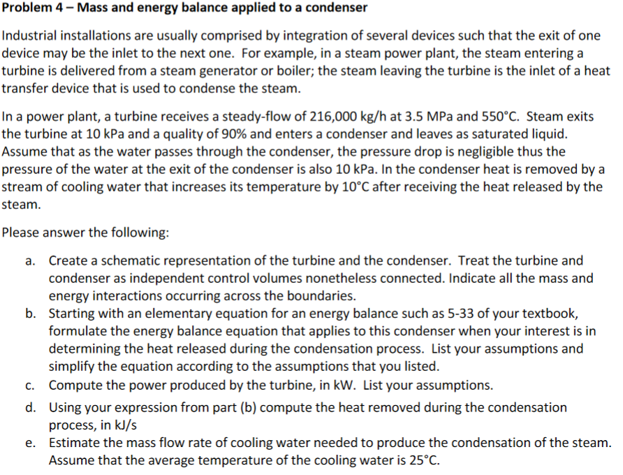 Solved Problem 4 - Mass And Energy Balance Applied To A 