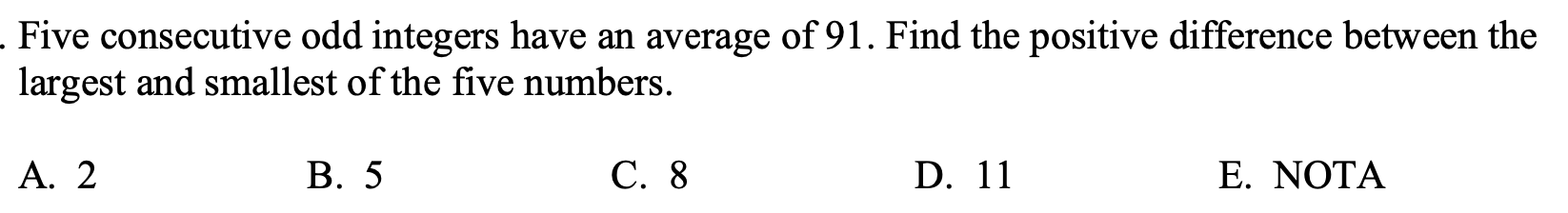 average of 5 consecutive odd numbers is 15 find the smallest number