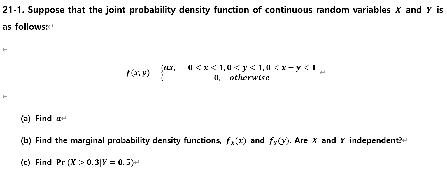 Solved 21-1. Suppose That The Joint Probability Density | Chegg.com