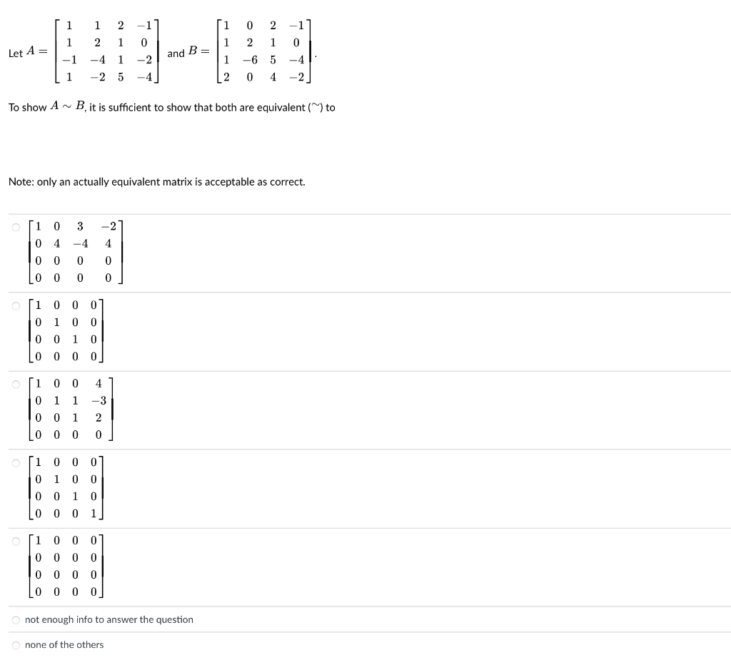 Solved 1 1 2 1 0 2 -1 0 1 2 1 0 1 2 1 Let A = and B = -1 -4 | Chegg.com